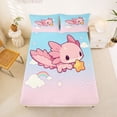 thumbnail image 5 of Erosebridal Cartoon Cute Axolotl Bed Sheets,Kawaii Stars Print King Sheets For Teens 4 Pieces, 5 of 6