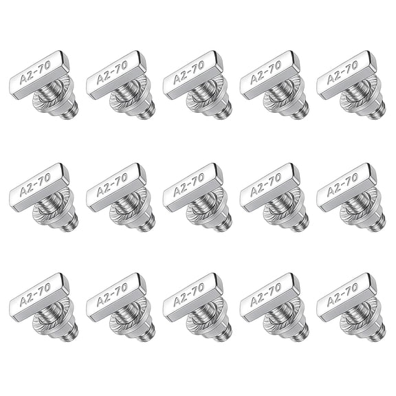 Pack of 15 M8x20 Hammers Heads T Bolts with Flanges Nut Fasteners for Solar Panel Installation & Greenhouse Structures