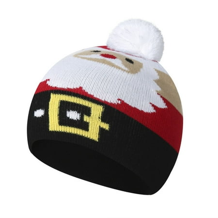 

QWERTYU Toddler Baby Girl Boy Christmas Pompom Cap Children Knitted Winter Hat Ski Beanie 1Y-8Y
