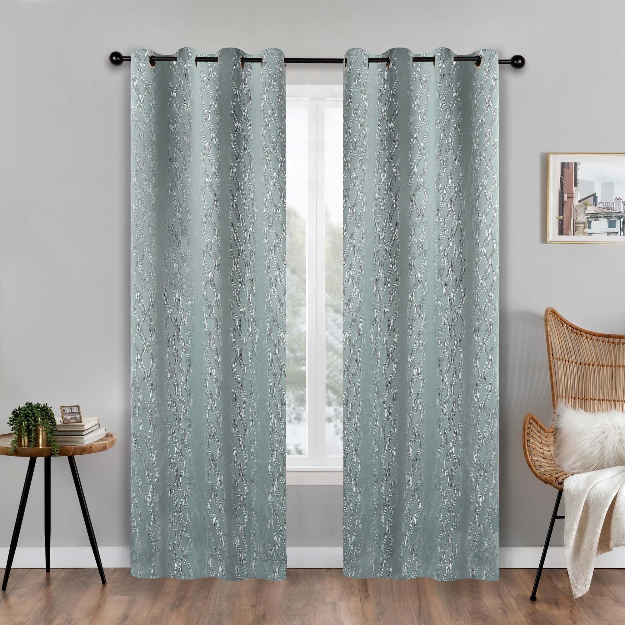 Superior Zuri Blackout Curtains, Grommet Header, Set of 2, 52" X 63", Sea Foam