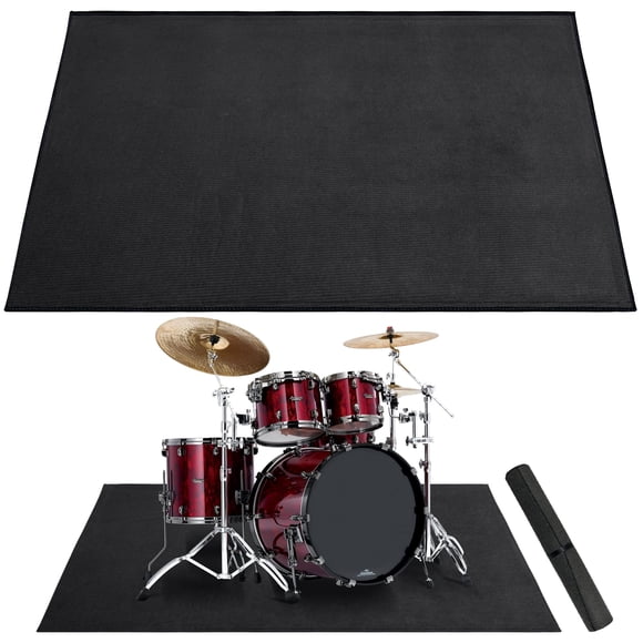 Alfombra Drum Invech de 1,2 x 1,6 m con parte inferior antideslizante, color negro