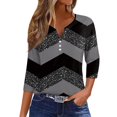 thumbnail image 1 of CHOII 50% de descuento en camisetas de mujer 2024. Camiseta con botones, manga 3/4, para uso diario, fin de semana, básica, cuello en V, blusas de mujer, mangas tres cuartos, camisetas de verano para, 1 of 5