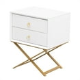 thumbnail image 4 of Kadyn Wood Nightstand with 2 Drawers and Golden Handle, Storage Bedside Table, Side Table for Living Room and Bedroom, White, 4 of 8