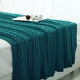 thumbnail image 3 of Cotton Knitted Throw Blanket Soft Warm Cable Knit Blanket , Dark Green, 3 of 7