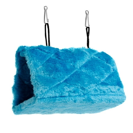 

Plush Snuggle Bird Hammock Hanging Snuggle Cave Happy Hut Bird Parrot Hideaway Size M (Blue)