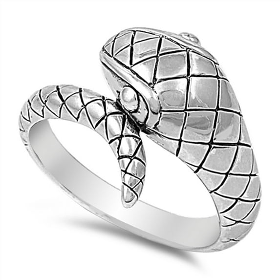 Snake Etched Scale Animal Scary Ring .925 Sterling Silver Band Jewelry Female Male Unisex Size 7