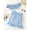 thumbnail image 4 of hirigin Kids Girl Off Shoulder Tops + Skirt, Floral Print Bow Ruffle Decoration Sweet Summer Clothing, 4 of 9