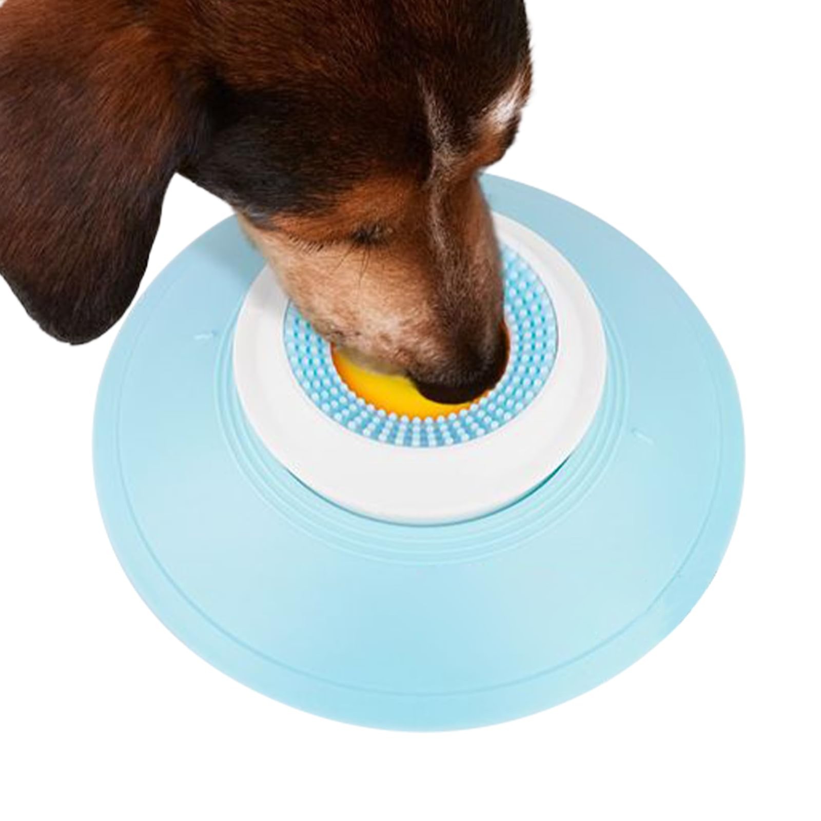 Nallwabiu Dog Lick Sphere Ball, Slow Feeder Licky Bowl for Dogs, 2-Pack Lick Sphere Toys for Anxiety Relief, Healthy Diet Food Container for Dogs and Cats, White + Yellow (2PC)