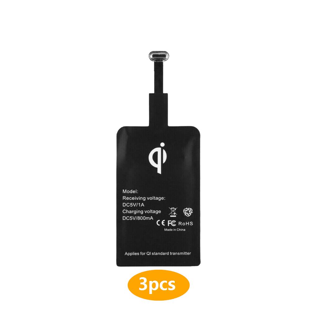 3pcs Type C Wireless Charging Fast QI Adapter Receiver