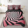 thumbnail image 2 of Erosebridal Abstract Spiral Bed in a Bag Queen Size,3D Geometric Swirls Bed Set,Gradient Pink Black Stripes Bedding Queen Size,Super Cozy Princess Room Decorative Reversible,7pcs, 2 of 6