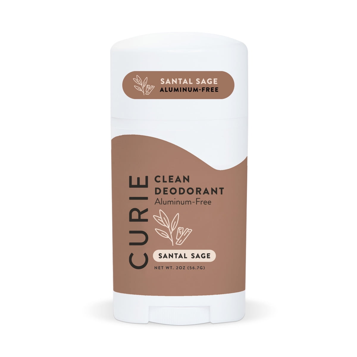 Curie Natural Deodorant Stick, Santal Sage, Aluminum-Free, for Men