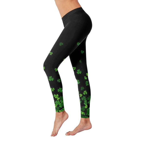 Wangmeiwg St Patricks Day Leggings for Women Women's Leggings Tights Compression Yoga Running Fitness High Waist Leggings Black S