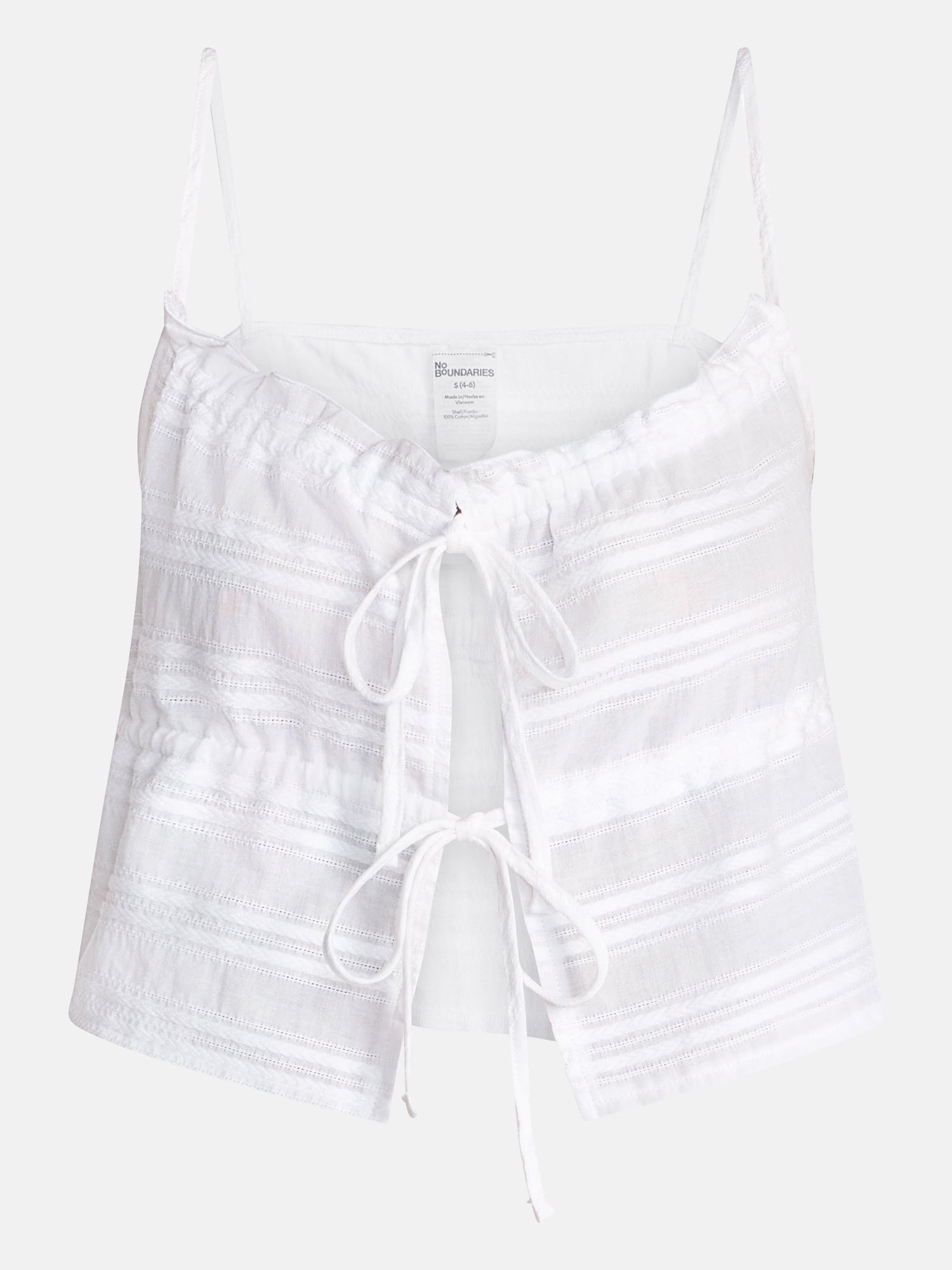 No Boundaries Open Front Double Tie Ruffle Cotton Coverup, Women’s XXS-XXL