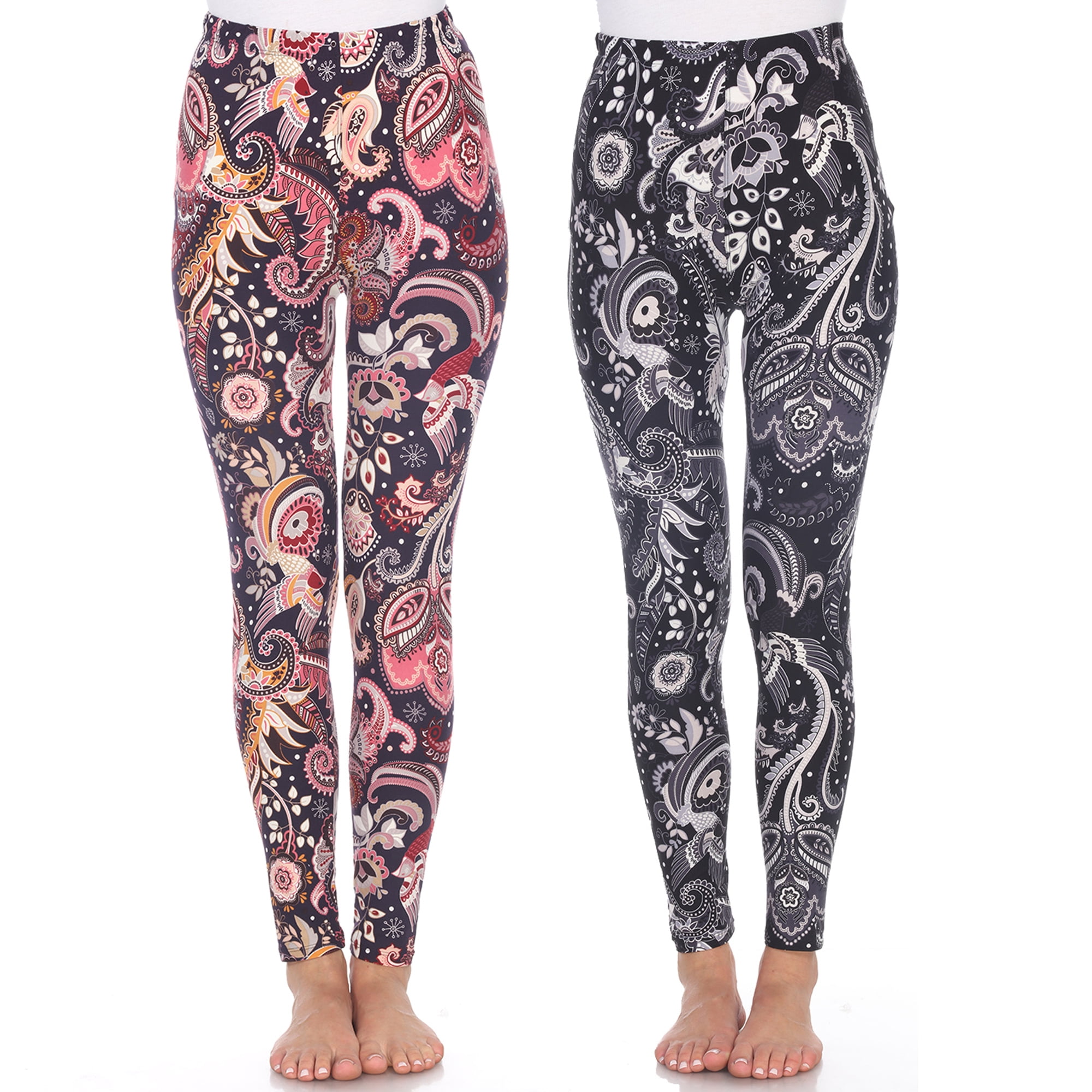 White Mark Women's Plus Size Pack of 2 Printed Leggings
