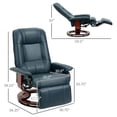thumbnail image 6 of Demi Bonn 39" Faux Leather Swivel Recliner with Footrest, Armrest and Wooden Base for Living Room, Comfort High-Backed Sofa Chair, Blue, 6 of 12
