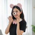 thumbnail image 3 of Yvsxxv 1Set Pink Bear Ear Nose Tail Bow Tie Headband Party Accessories, 3 of 7