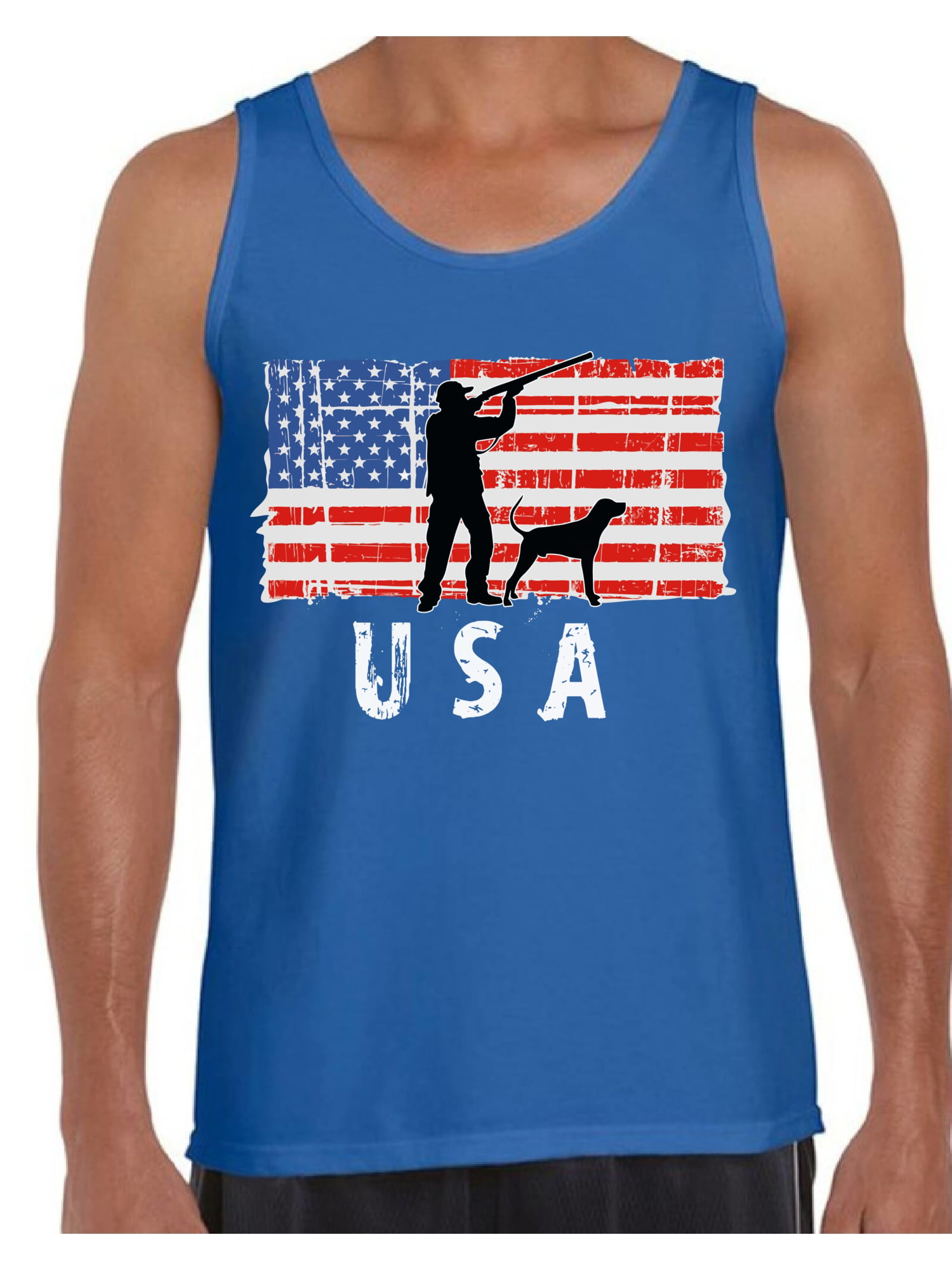 Tee Hunt Navy American Flag Muscle Shirt Patriotic Stars and Stripes Military Sleeveless 
