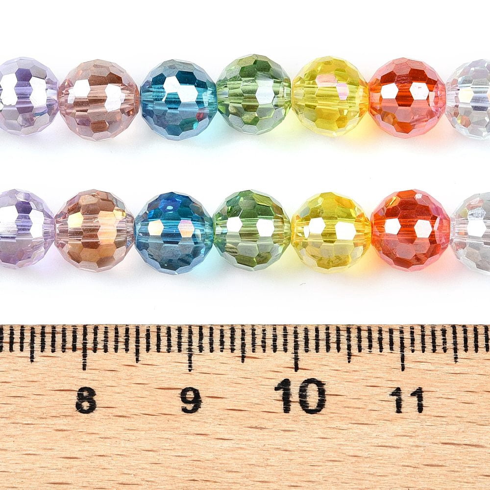 Electroplate Glass Bead Strands Faceted Round Colorful 8mm Hole: 1.4mm about 50~51pcs/strand 14.33''~14.69''(36.4~37.3cm)