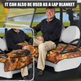 thumbnail image 5 of Whosucclay Rooster Autumn Leaves Golf Cart Seat Cover, Breathable Anti-Fade Towel Blanket for Most 2‑Seat Golf Carts Front Pockets Protector, 52.36"x 32.28", 5 of 7