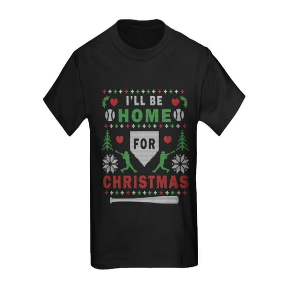 CafePress - Baseball Ugly Christmas Kids Dark T Shirt - Kids Dark T-Shirt