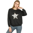 thumbnail image 1 of Unique Bargains Chandail en Molleton à Manches Longues Col Rond Étoile Brillant à Sequins pour Femmes, 1 of 6