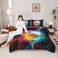 thumbnail image 4 of Castle Fairy Baseball Print Boy Twin Comforter Sets,Abstract Flame Water Bedding Set, 4 of 8