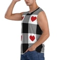 thumbnail image 3 of Gaeub Heart Black Buffalo Plaid Gingham Men's Sleeveless Muscle Shirts Workout Tank Tops, Odor Protection and Comfortable - Small, 3 of 8