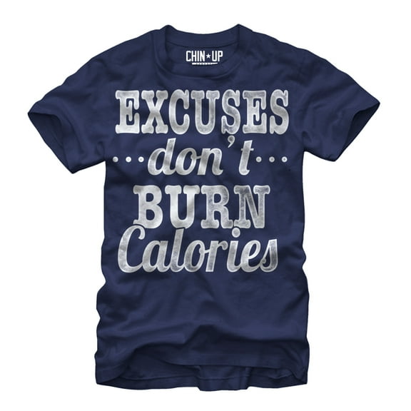 Women's CHIN UP Burn Calories Boyfriend Graphic Tee Navy Blue 2X Large
