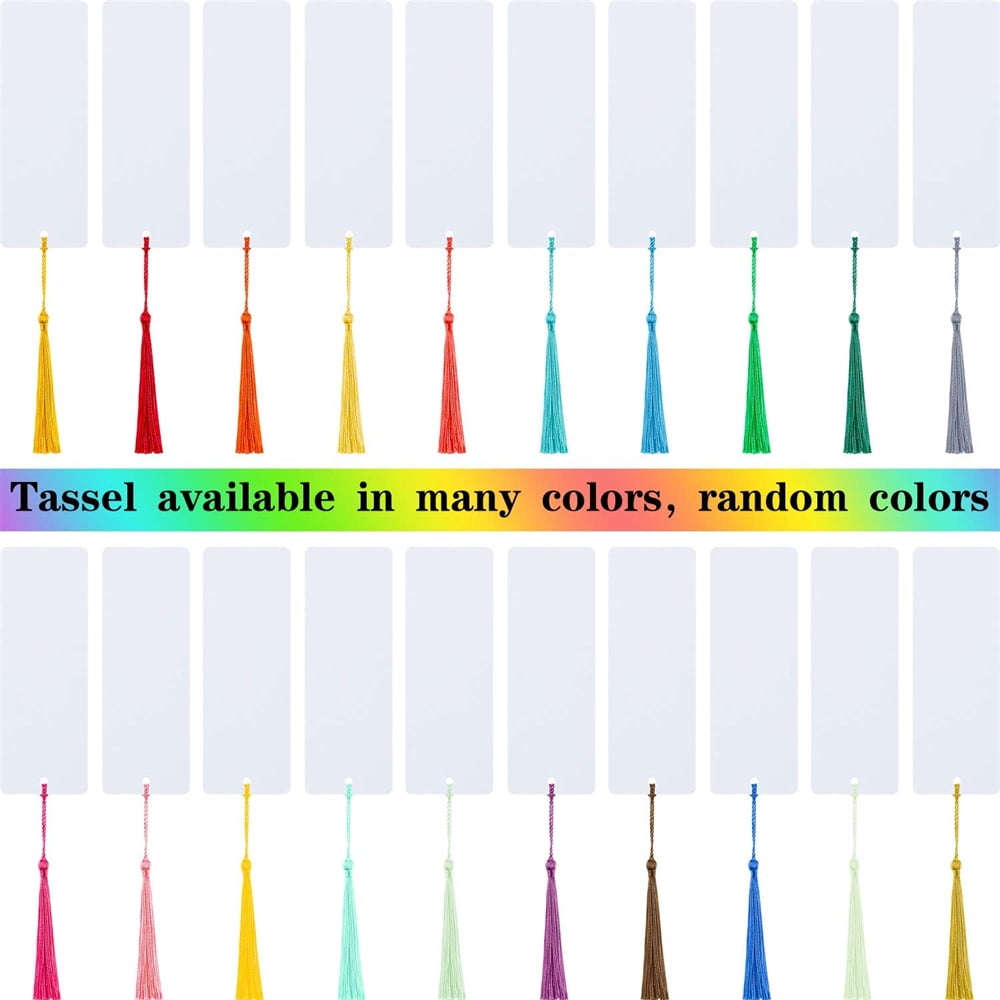 MODANU 100 Pcs Blank Bookmarks to Decorate with 100 Colorful Tassels, Thick Cardstock Bookmarks for DIY Crafts, Holiday Reading, Classroom Projects and Gift Tags, 6x2 Inch