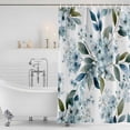 thumbnail image 2 of Polyester Fabric Watercolor Flowers Shower Curtain, Spring Floral Leaves Botanical Blue Waterproof Bathtub Curtain Bathroom Decor Set with Hooks 66 x 72 Inches, 2 of 6