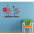 thumbnail image 1 of Race Flag Flags Racing Stars Cartoon Customized Wall Decal - Custom Vinyl Wall Art - Personalized Name - Baby Girls Boys Kids Bedroom Wall Decal Room Decor Wall Stickers Decoration Size (27x30 inch), 1 of 2