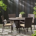 thumbnail image 2 of GDF Studio Mirage Outdoor Wicker 5 Piece Dining Set with Cushions, Multibrown and Cream, 2 of 13