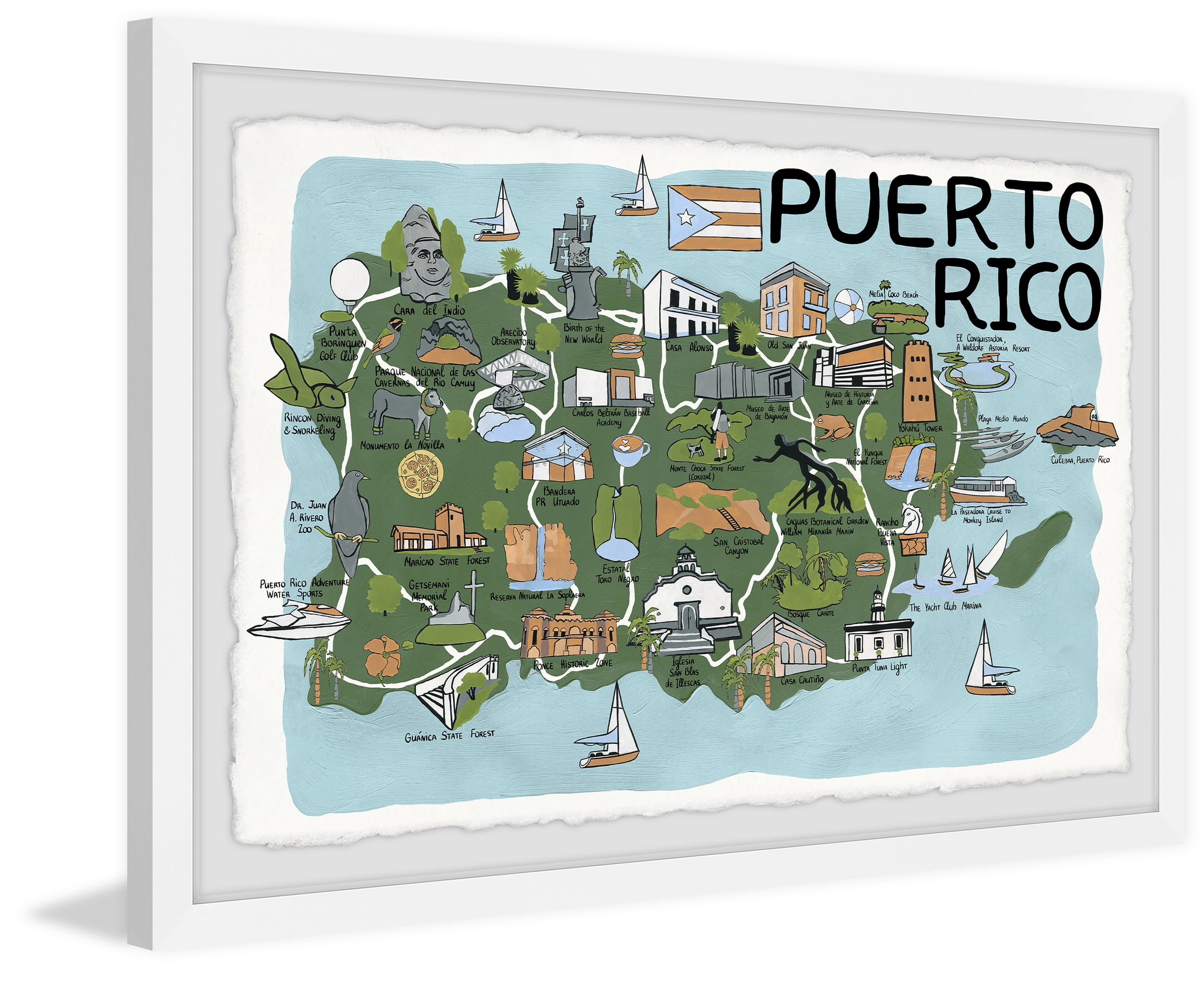 Marmont Hill Gold Puerto Rico Spots Framed Wall Art
