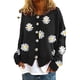 thumbnail image 1 of Cárdigan de mujer de moda de invierno con cuello en V y manga larga de punto con margaritas, abrigo holgado liso con botones abiertos, jersey de punto, abrigo informal (XL), 1 of 4