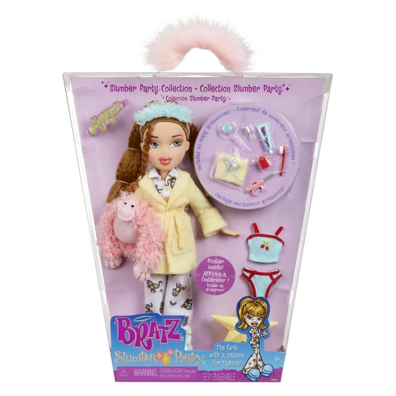 Bratz Slumber Party Meygan Fashion Doll with 2 Sets of Pajamas, Plush, and Accessories