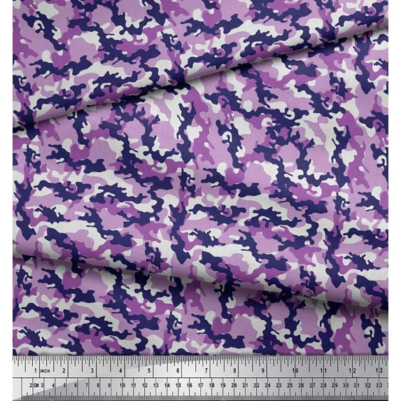 Soimoi Cotton Voile Fabric Two Tone With White Camouflage Print Fabric by Yard 56 Inch Wide