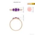 thumbnail image 4 of ANGARA Natural Floating Three Stone Amethyst Ring with Diamond Halo in 14K Rose Gold for Women (Size-4mm) | February Birthstone, Birthday, Anniversary, Jewelry Gift for Women | Natural Amethyst Ring, 4 of 9