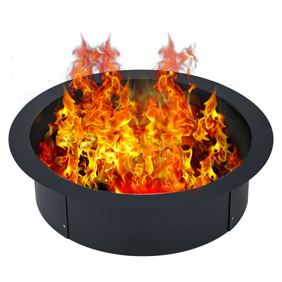 Outdoor Fire Pit Ring, 2.5mm Thickness Steel Round Wood Burning Firepit for Outside, DIY Fire Ring Liner Insert for Above or In-Ground Backyard Bonfire,Camping, BBQ