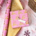 thumbnail image 4 of Pink Christmas Wrapping Paper Roll，Gold Reindeer & Merry Christmas Design Gift Wrap Reversible for New Year Winter Party Wedding Baby Shower Festival Celebration - Mini Roll - 17 In x 32.8 Ft, 4 of 12
