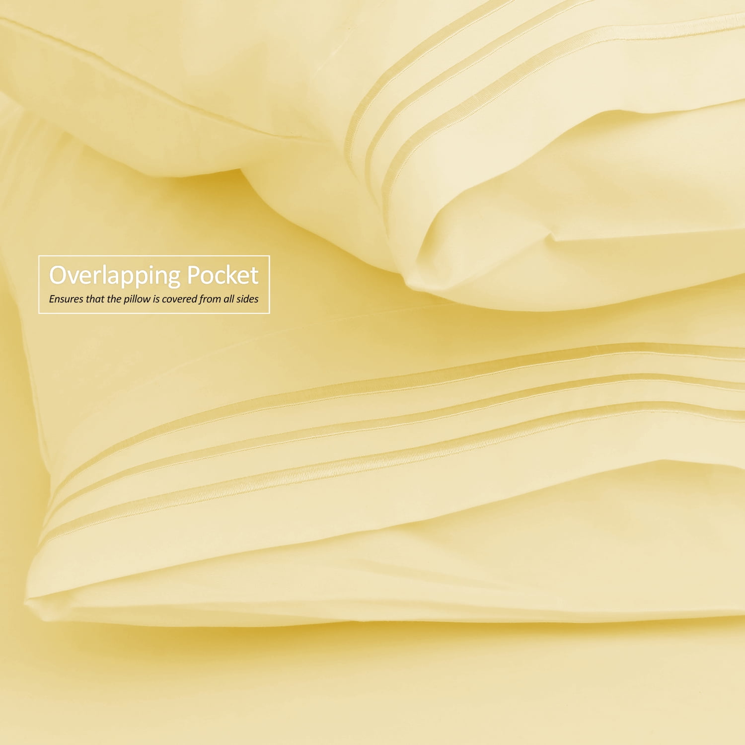 Clara Clark Premier 1800 Microfiber Collection 3-Line Bed Sheet Set, Twin Size, Custard Mellow Yellow
