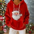 thumbnail image 2 of Atogsazn Womens Christmas Hoodies Santa Flannel Fleece Long Sleeve Hooded Sweatshirt Pullover Winter Fuzzy Clothes Tops 06-Red L Fashion, 2 of 7