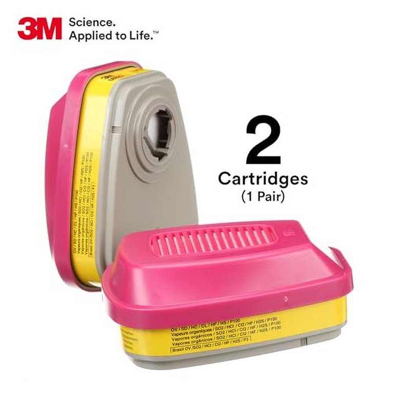 3M P100 Respirator Cartridge/Filter 60923, 1 Pair, Helps Protect