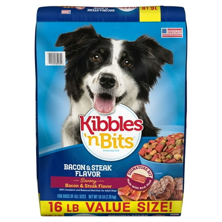 Kibbles 'n Bits Bacon & Steak Flavor Dry Dog Food, 16-Pound Bag