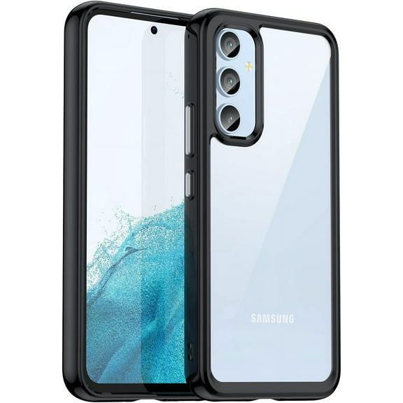 Case for Samsung Galaxy A54 5G Phone Case Slim Dropproof [Defend from Drop/Scratch/Slip/Fingerprint] Clear Acrylic Hard Back Soft TPU Bumper Hybrid Phone Cover for Samsung Galaxy A54 5G-Black