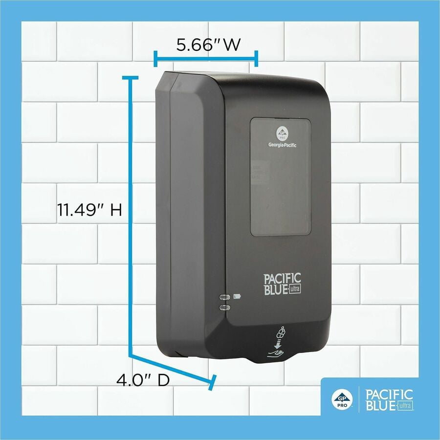 Pacific Blue Ultra Automated Touchless Soap & Sanitizer Dispenser by GP Pro - Automatic - Touch-free, Durable, Hygienic, Site Window - Black - 1Carton