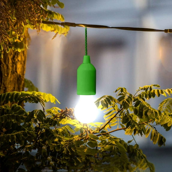 Hesxuno Pull Rope Light Bulb,LED Hanging Light, Color Battery Powered Light Bulb, Outdoor Camping Light, Portable House, Childrens Light, Party Backyard Decoration