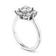thumbnail image 2 of 2.50 Cts Round Moissanite Silver Engagement Ring 18K White Gold Plated Diamond Art Deco Wedding Ring Starburst Diamond Ring Cluster Vintage Ring, 2 of 2