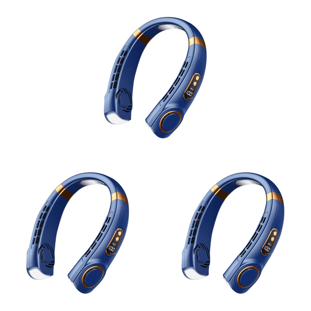 Ventilador Sin Aspas Mute USB Lazy Neck Fan Enfriador Manos Libres (pantalla Digital) Azul