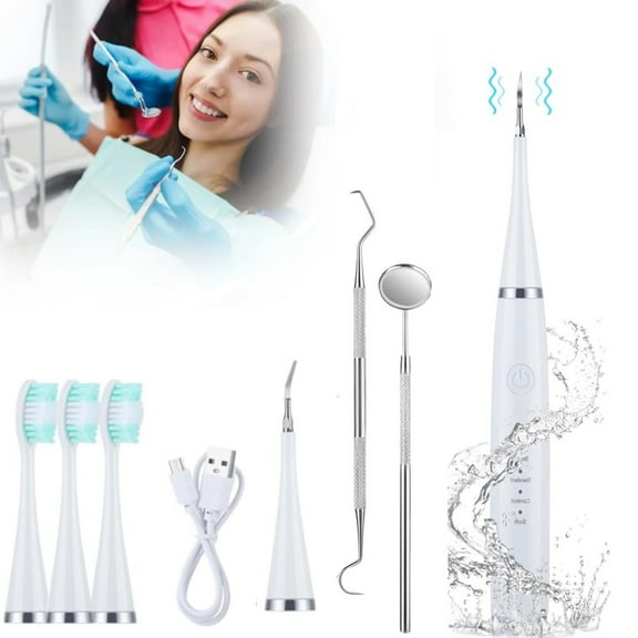 KIBVOE Plaque Remover for Teeth,Electric Ultrasonic Teeth Cleaner 3 Modes Tartar Remover Teeth Cleaning Kit with LED Light for Adult Kids.