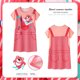thumbnail image 1 of Pijamas infantiles de verano para niñas, lindos pijamas de manga corta con cuello redondo de dibujos animados, ropa de hogar holgada y delgada para niñas de talla mediana y niños mayores, 1 of 2